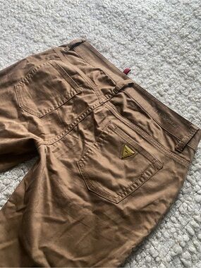 Guess Straight Leg Pants in Brown with Gold Accent